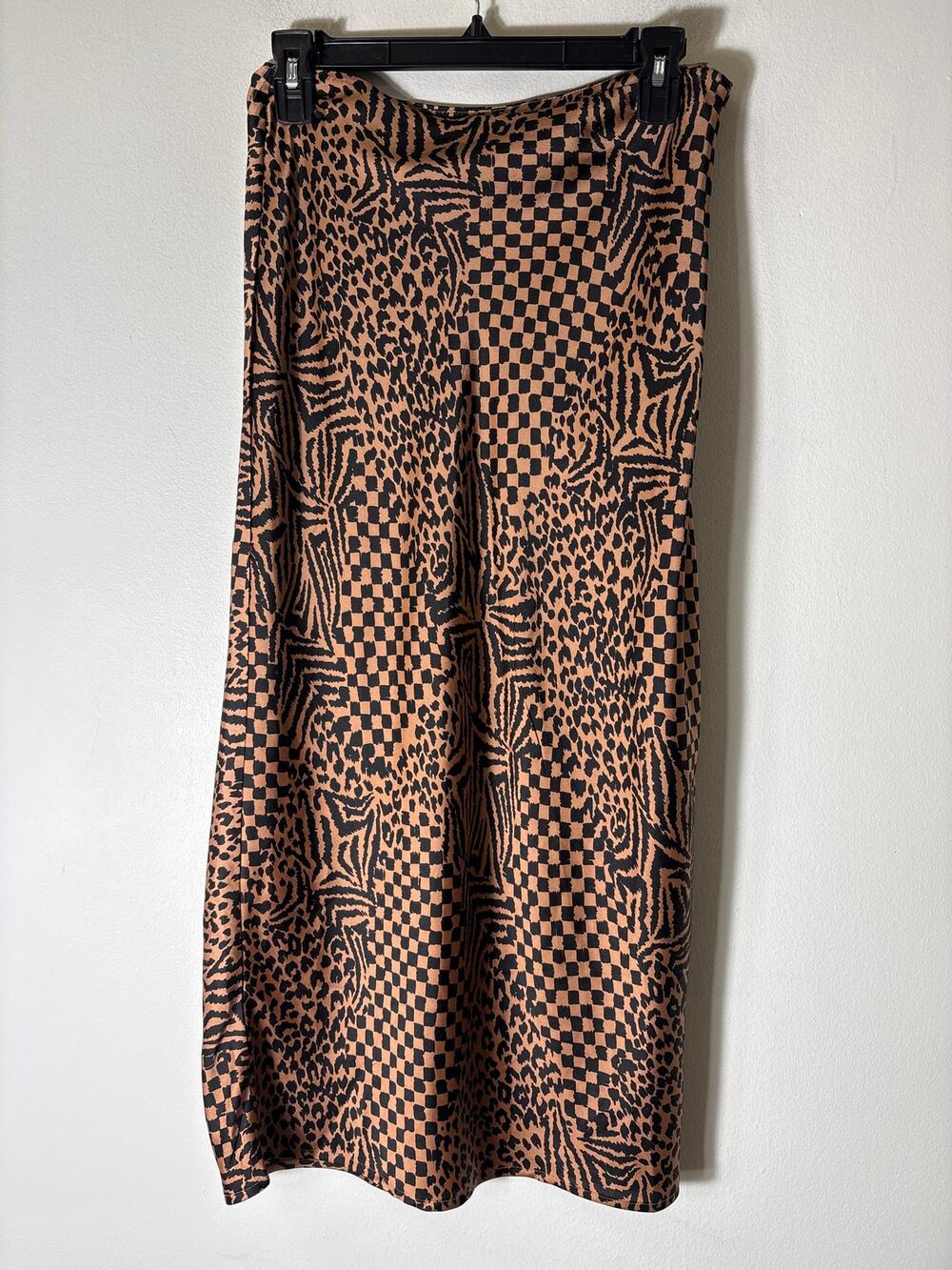 Society Amuse Brown Black Side Zip Maxi Skirt Sz S